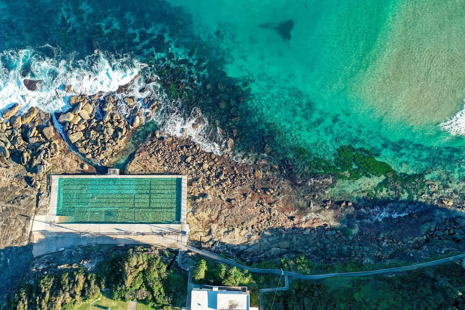 Aerial view of Freshwater ocean pool on the Northern Beaches