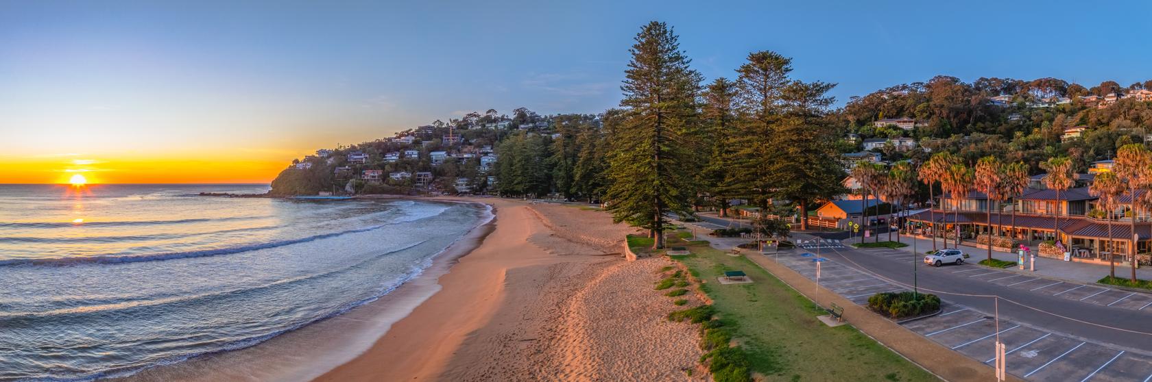 Sunset panorama of Palm Beach on Sydney's Northern Beaches