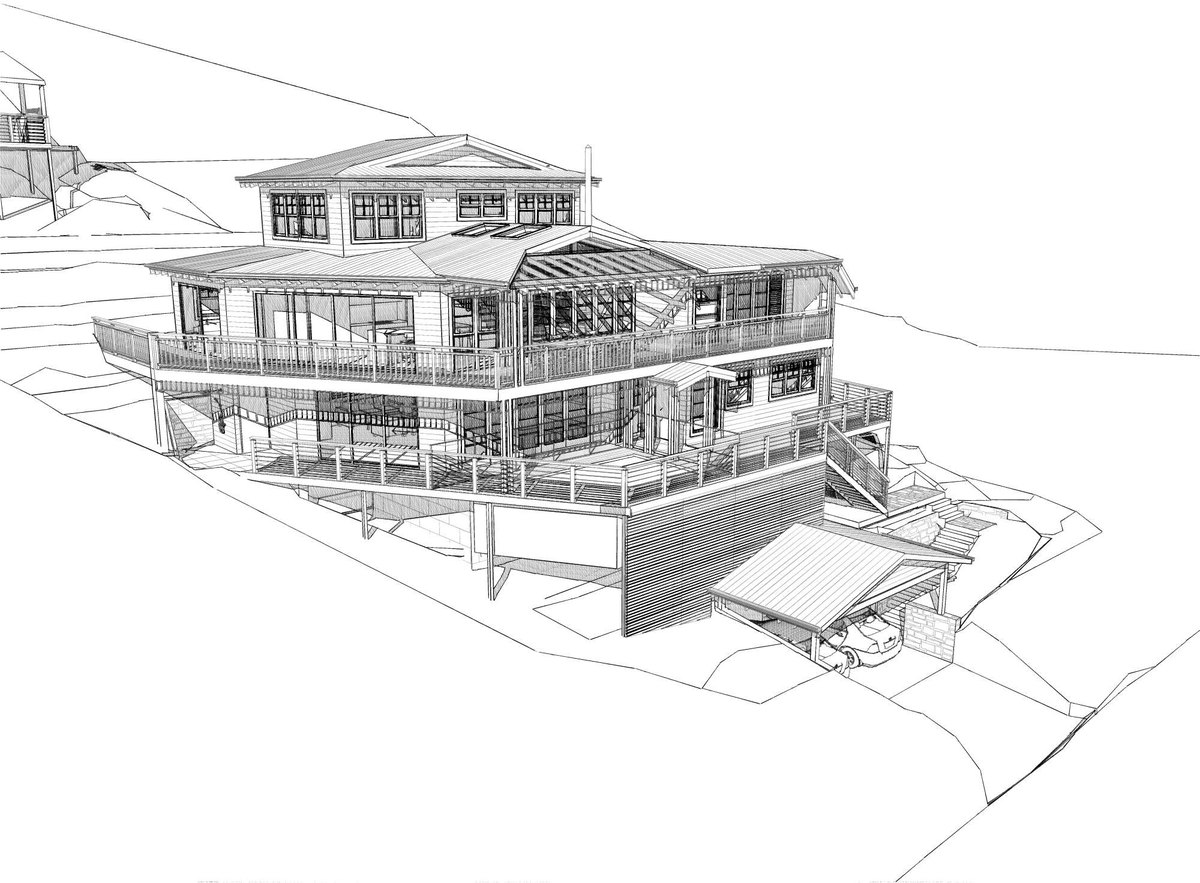 North-west perspective technical drawing of an Avalon new home