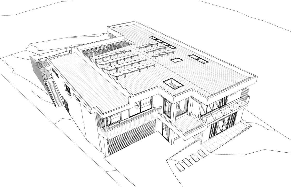 South-west elevation technical drawing of a Frenchs Forest alterations and additions project