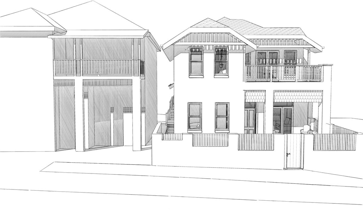 Streetscape technical drawing of a Dee Why alterations and additions project