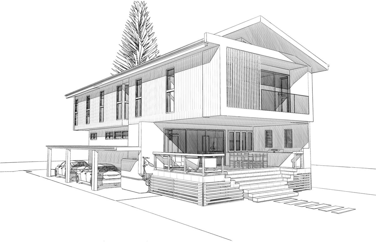 North-east elevation technical drawing of a North Narrabeen new home
